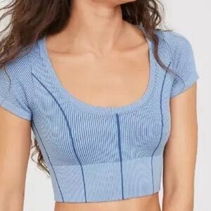 Aerie Blue Ribbed Crop Top